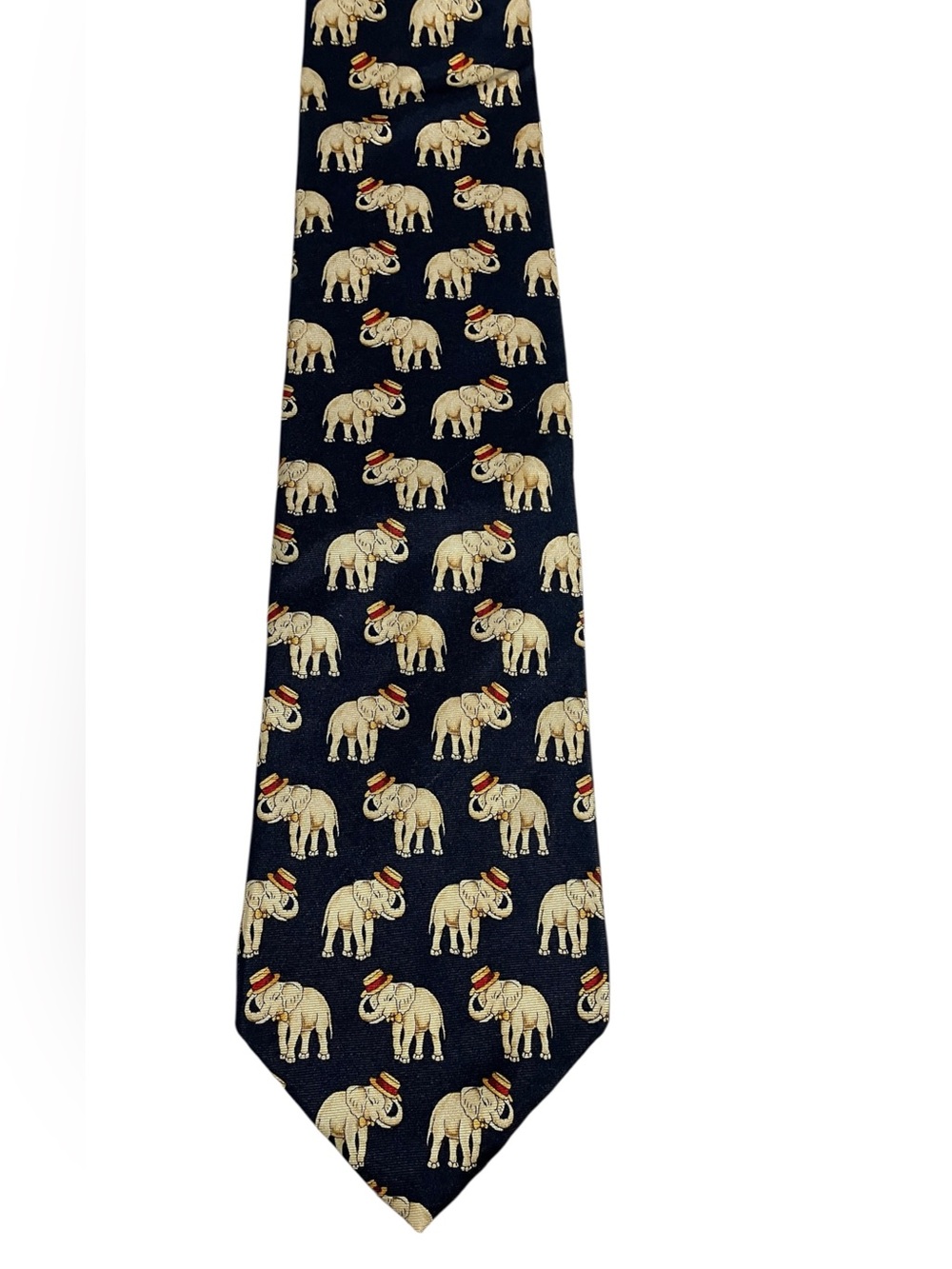 Brooks Brothers Navy Woven Silk Circus Elephant Animal Print Tie Necktie